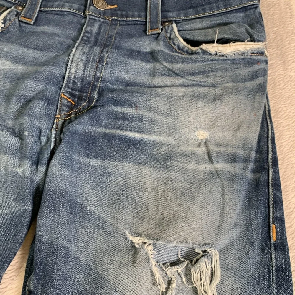 True Religion Geno Jeans Mens 36x35 Blue Relaxed Slim Fit‎ Distressed Denim